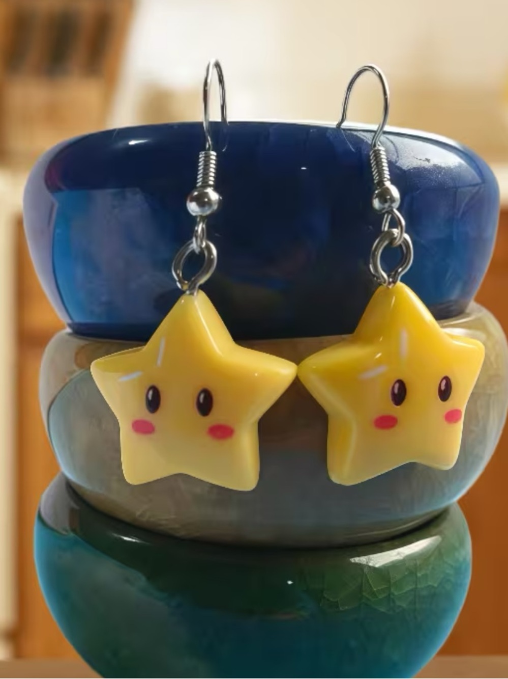 Cute Yellow Star Dangle Earrings
